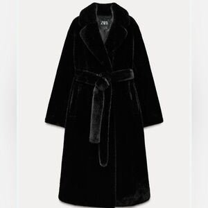 Faux fur black coat